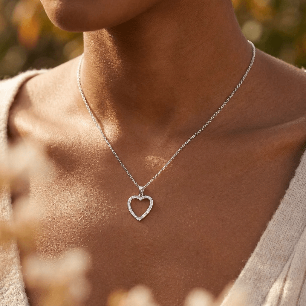 Forever Yours Heart Necklace – Silver Plated