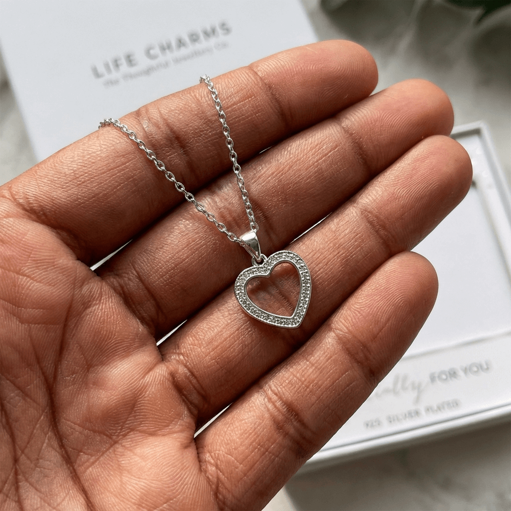Forever Yours Heart Necklace – Silver Plated
