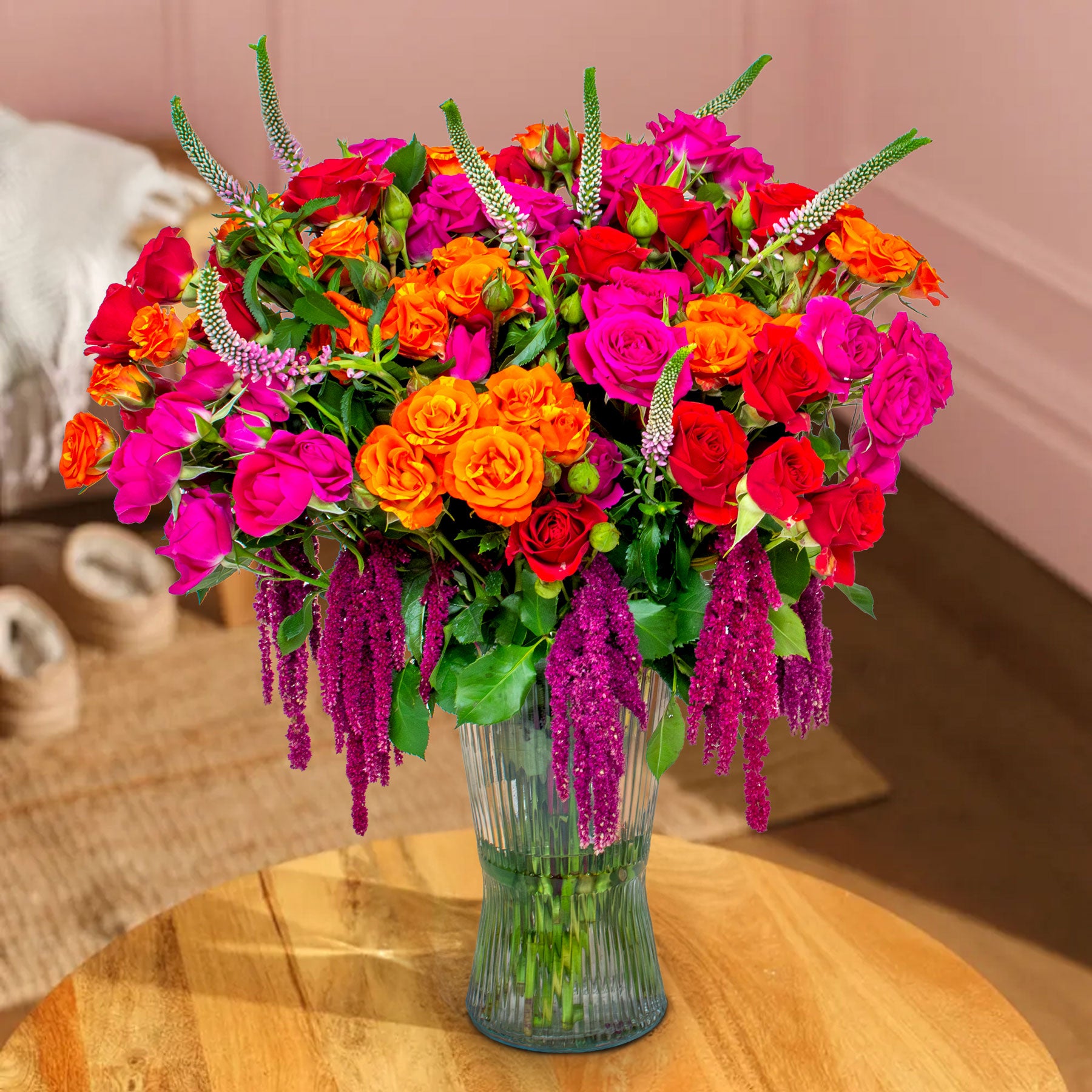 Flame & Fuchsia Fantasy Flower Bouquet