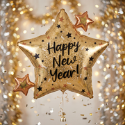Supershape Happy New Year – Natural Sparkle Star Foil Balloon (Satin Gold)