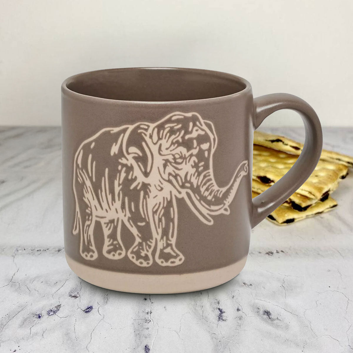 Naturecraft Elephant Ceramic Wax Resistant Mug – Stone