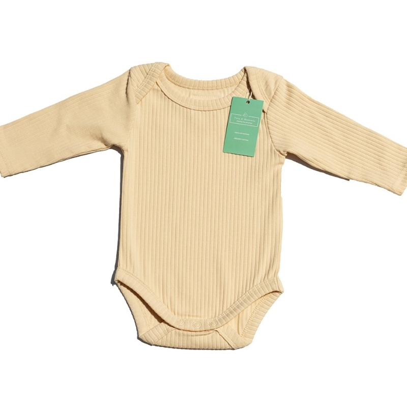 Organic Cotton Long-Sleeved Ribbed Baby Bodysuit