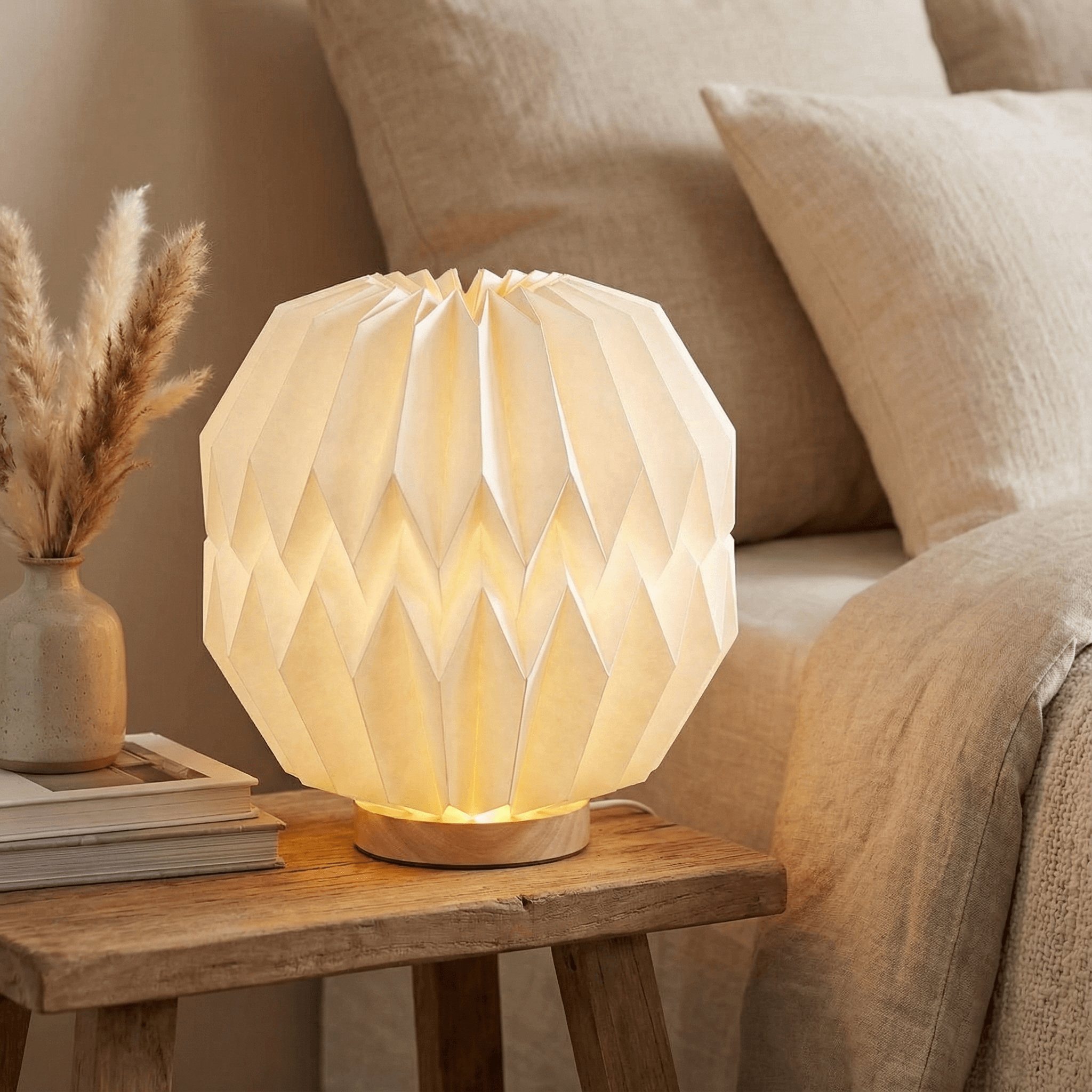 Okiyo Kosuke Wood & Paper LED Lamp – Natural Finish