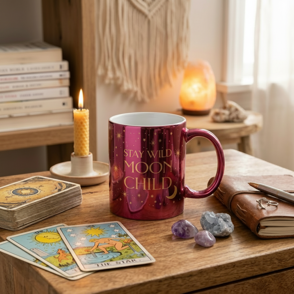 Stay Wild Moon Child 11 oz Electroplated Ceramic Mug – Metallic Finish Coffee Cup