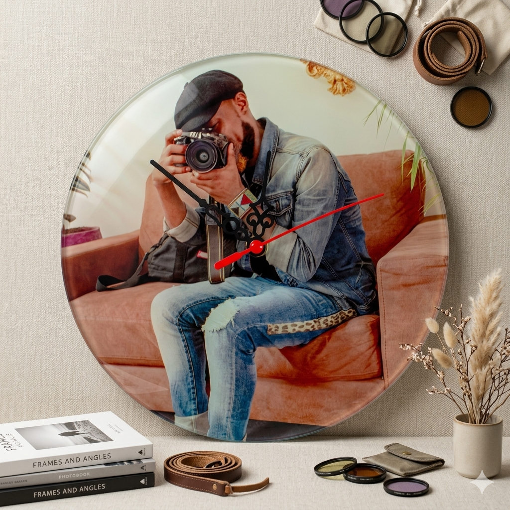 Personalised Round Wall Clock – 27 cm Custom Photo Decorative Clock