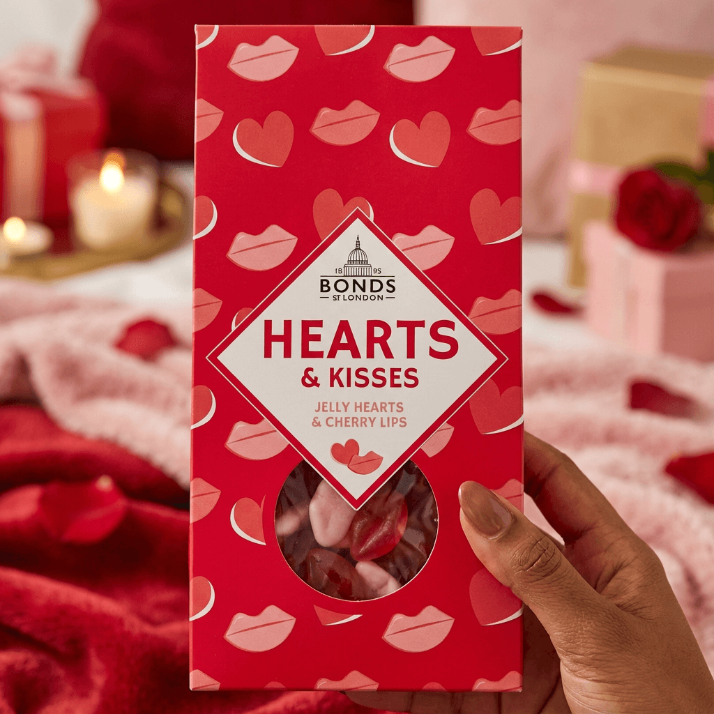 Bonds Hearts & Kisses Gummy Sweet Pun Boxes – 140g