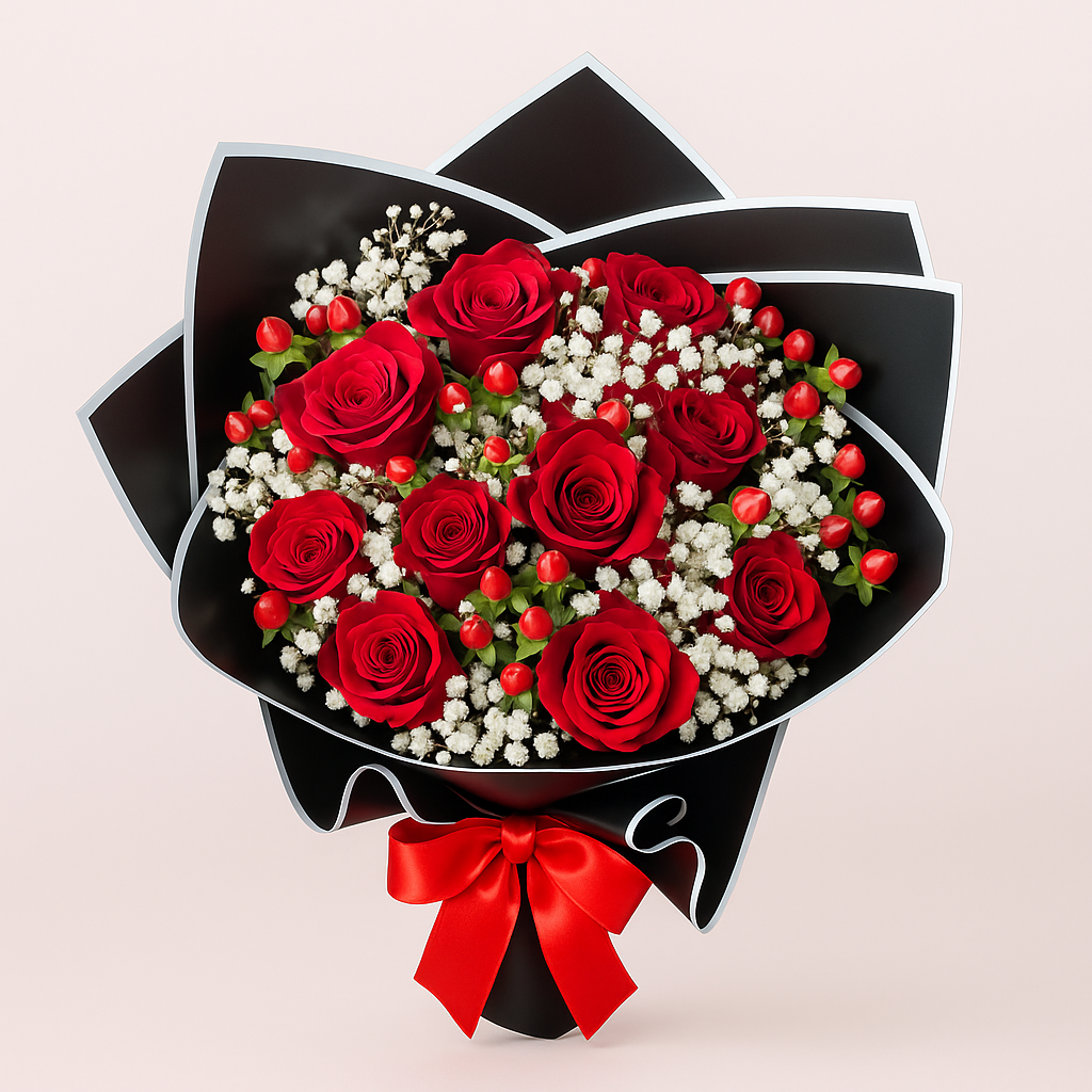 Crimson Embrace Red Roses Bouquet