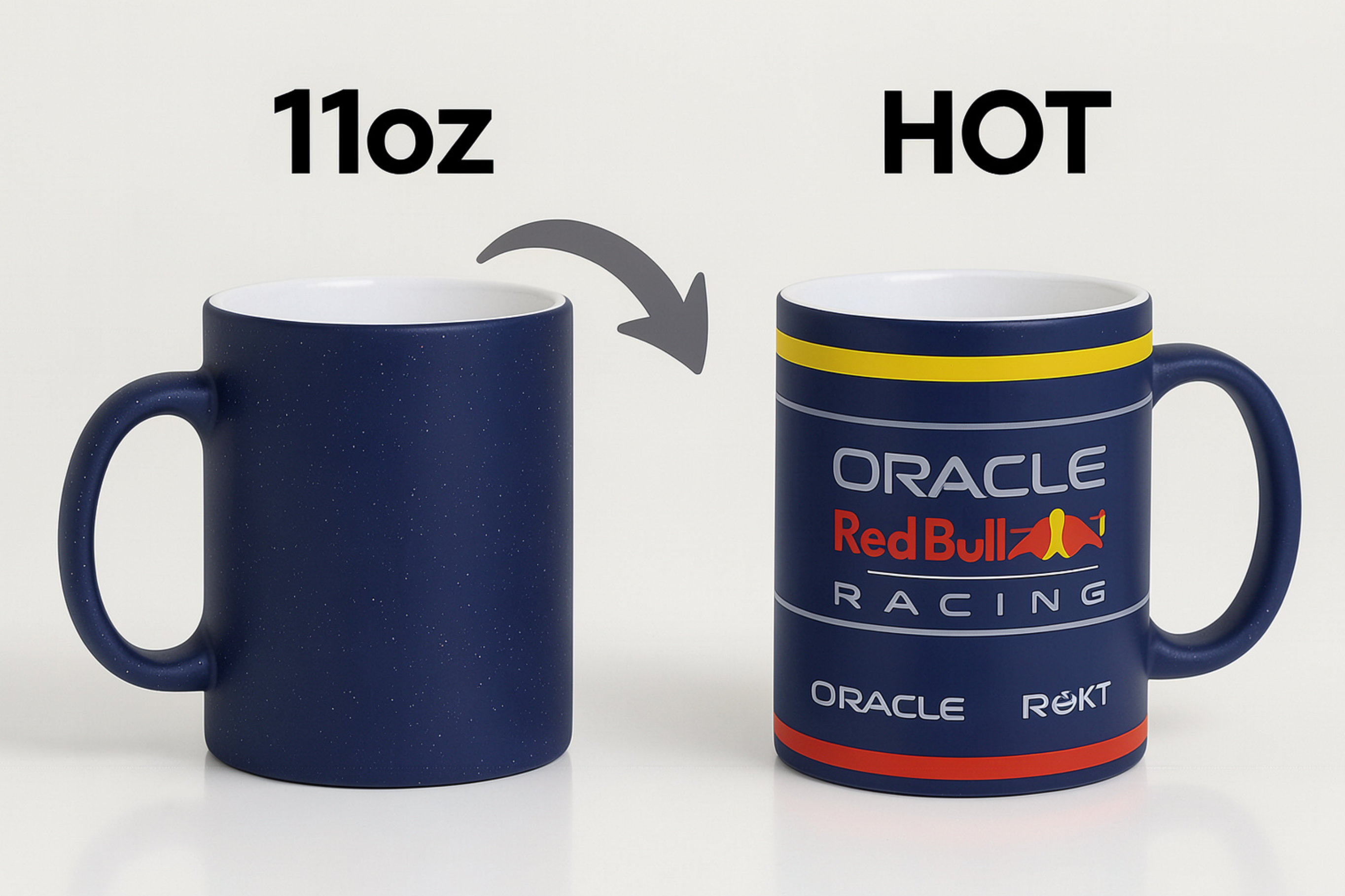 Oracle Red Bull Racing Design 11 oz Matte Magic Mug – Colour Changing Ceramic Mug