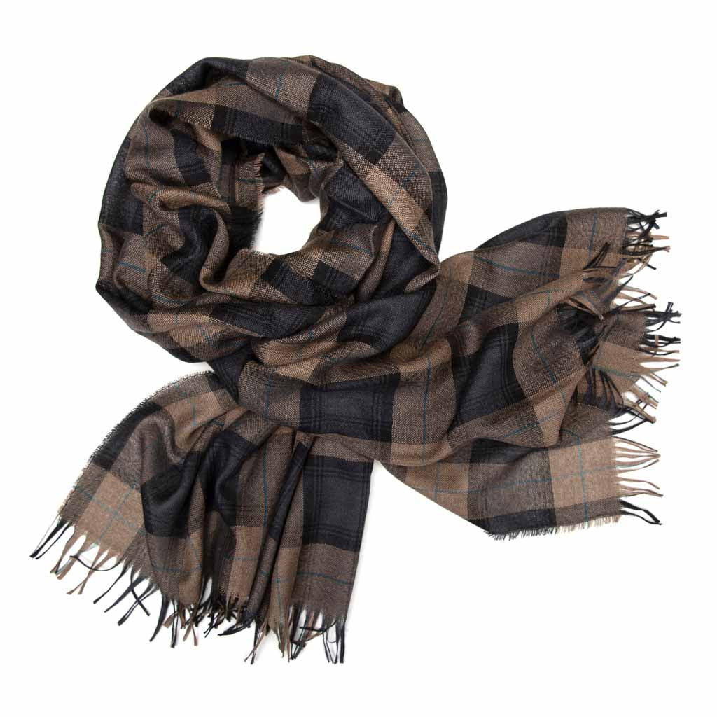 Kinalba Cashmere & Silk Earth Check Weekender Scarf