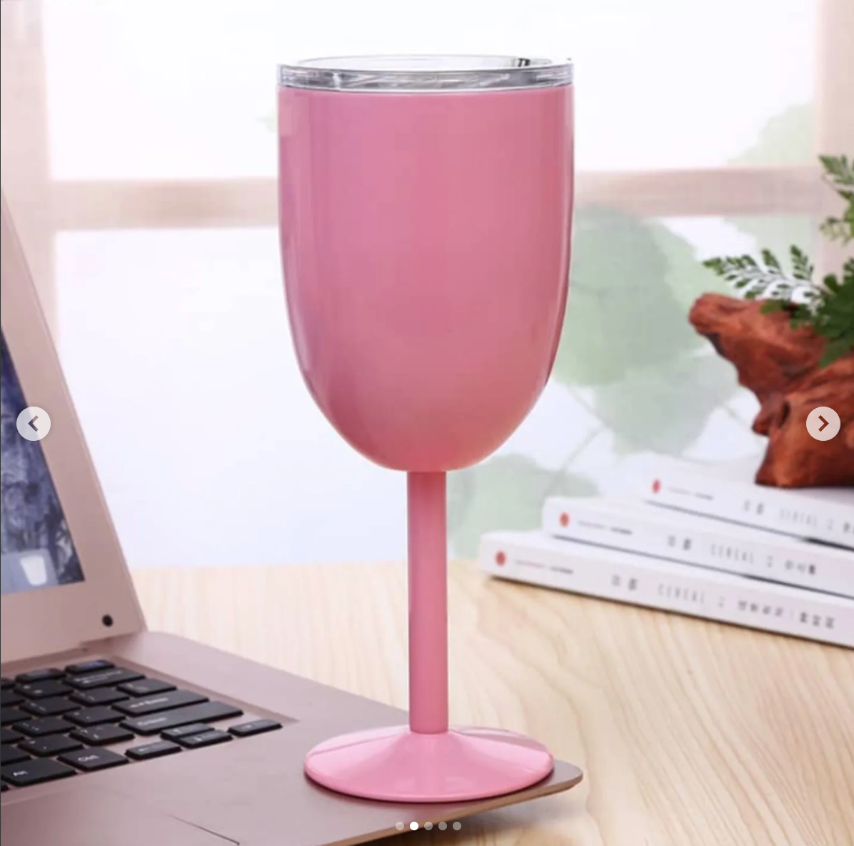 Stemmed Stainless Steel Wine Glasses with Lid