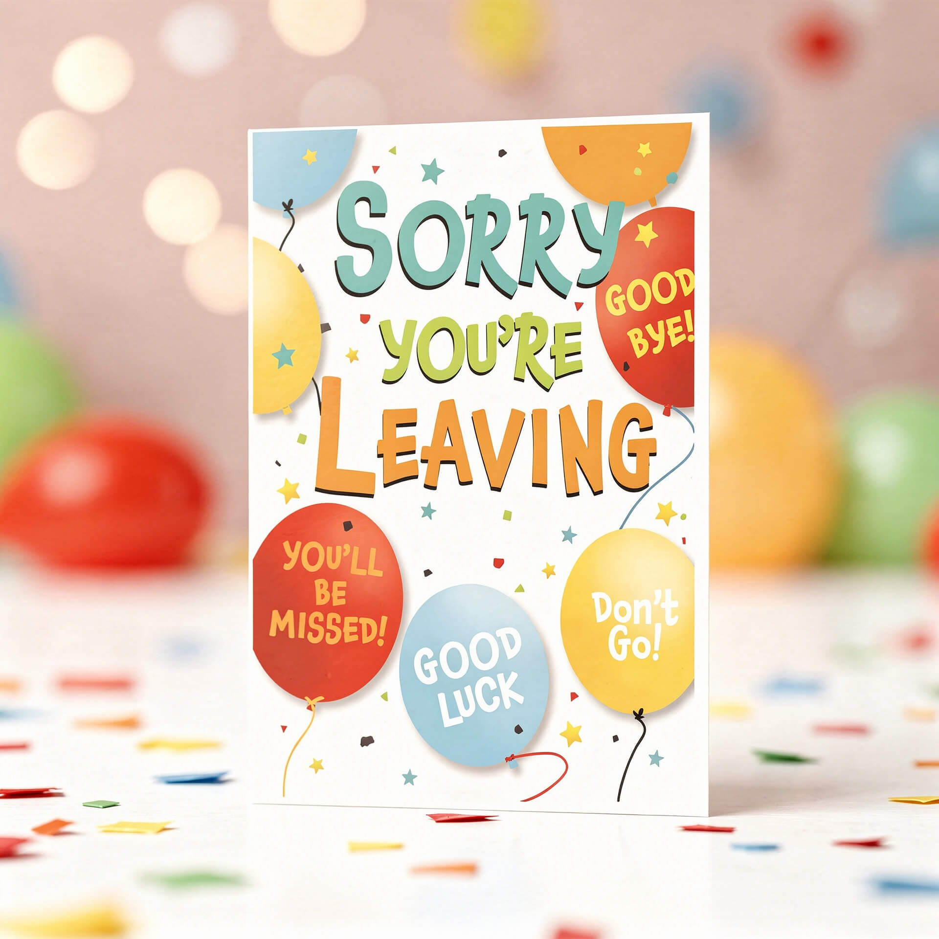 Sorry You’re Leaving – Colourful Farewell Celebration Card
