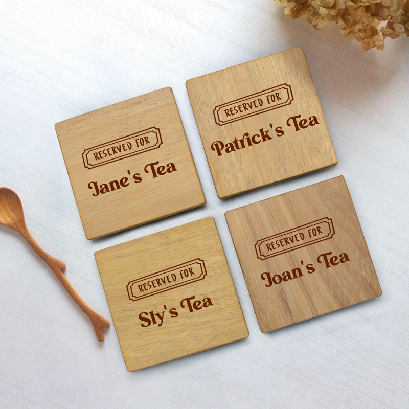 Personalised Set of 4 Wooden Coasters - Reserved For...