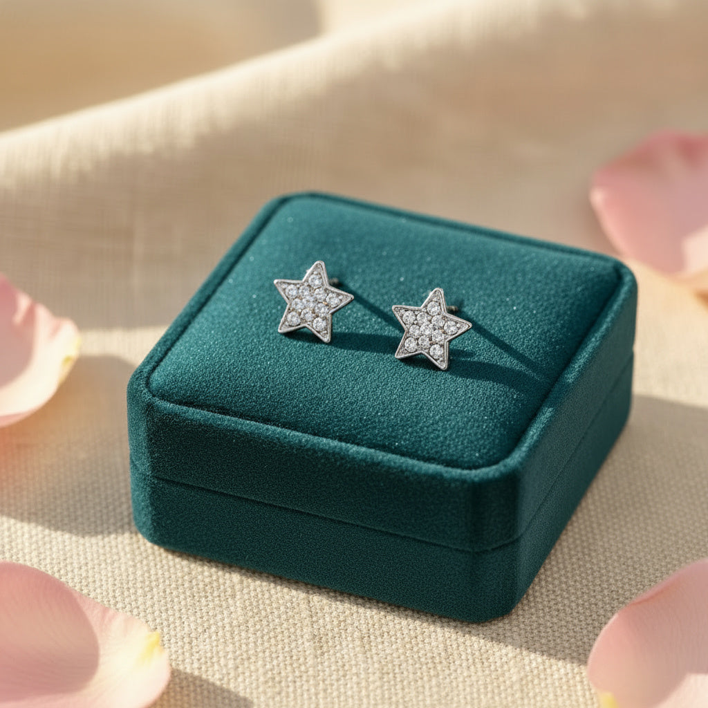 Sparkly Crystal Star Studs