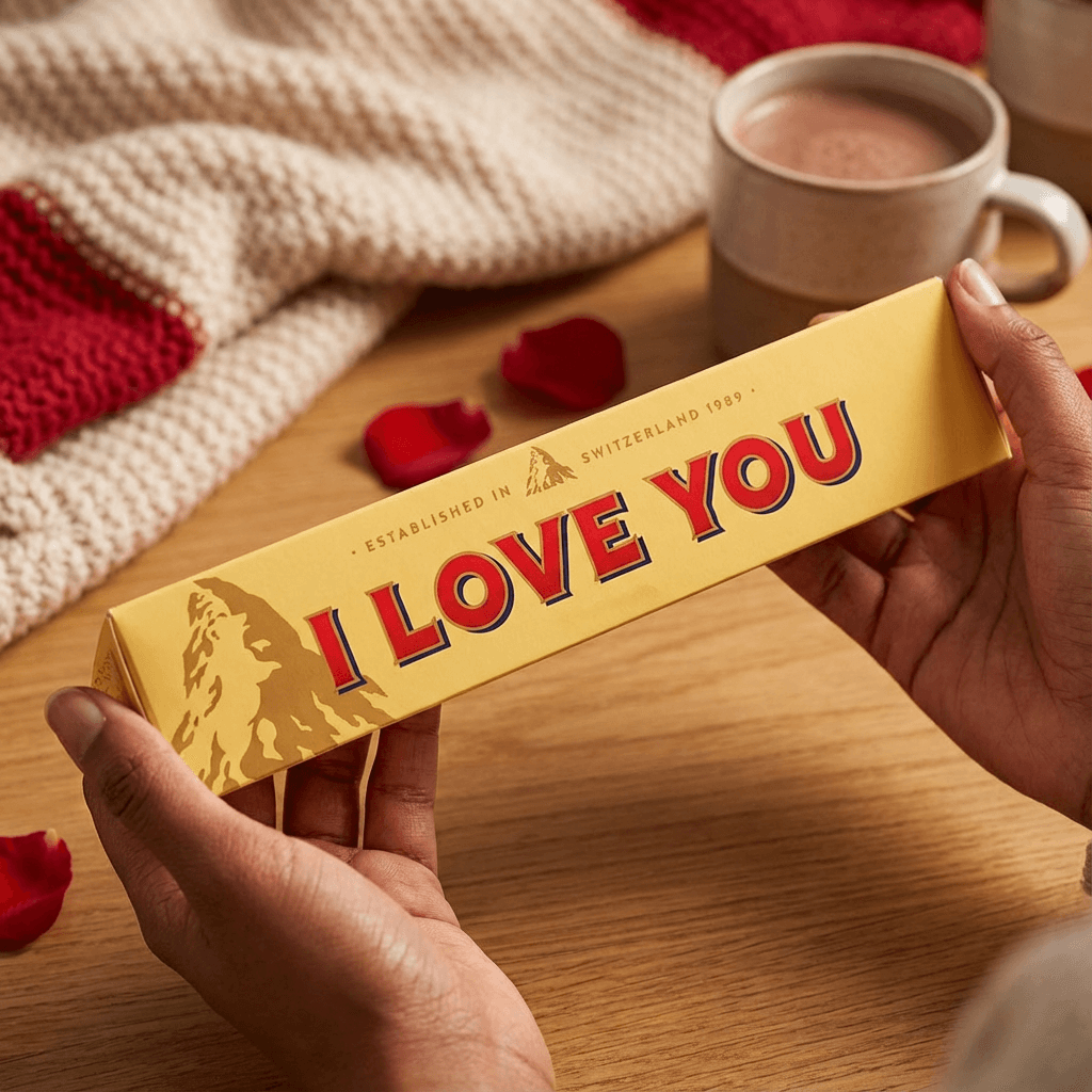 Toblerone Milk Chocolate Bar with “I Love You” Sleeve – 100g