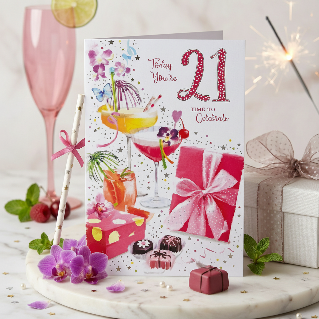 Today You Turn 21 A6 Birthday Card with Envelope