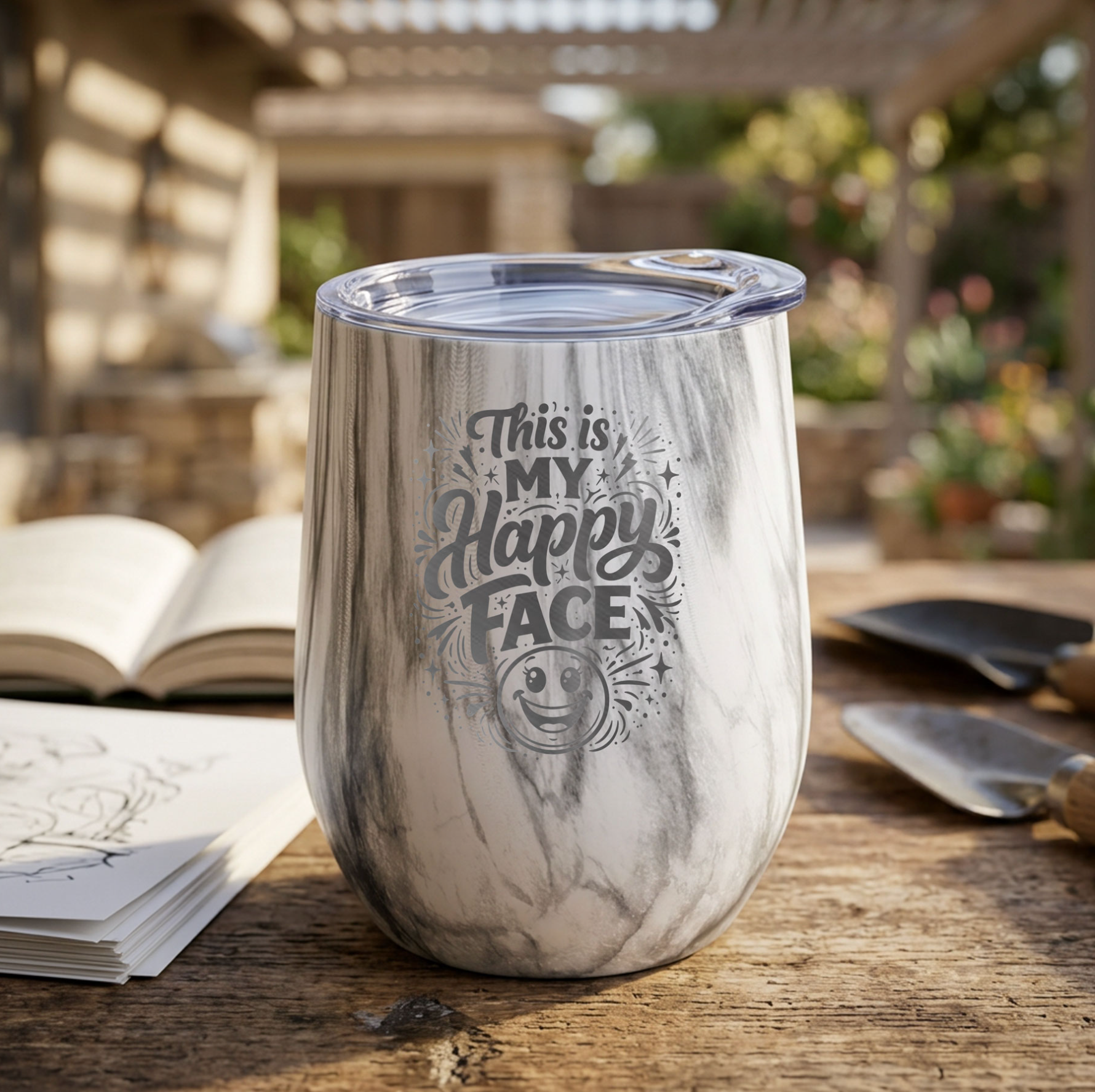 White Marbled Round Bottomed Tumbler