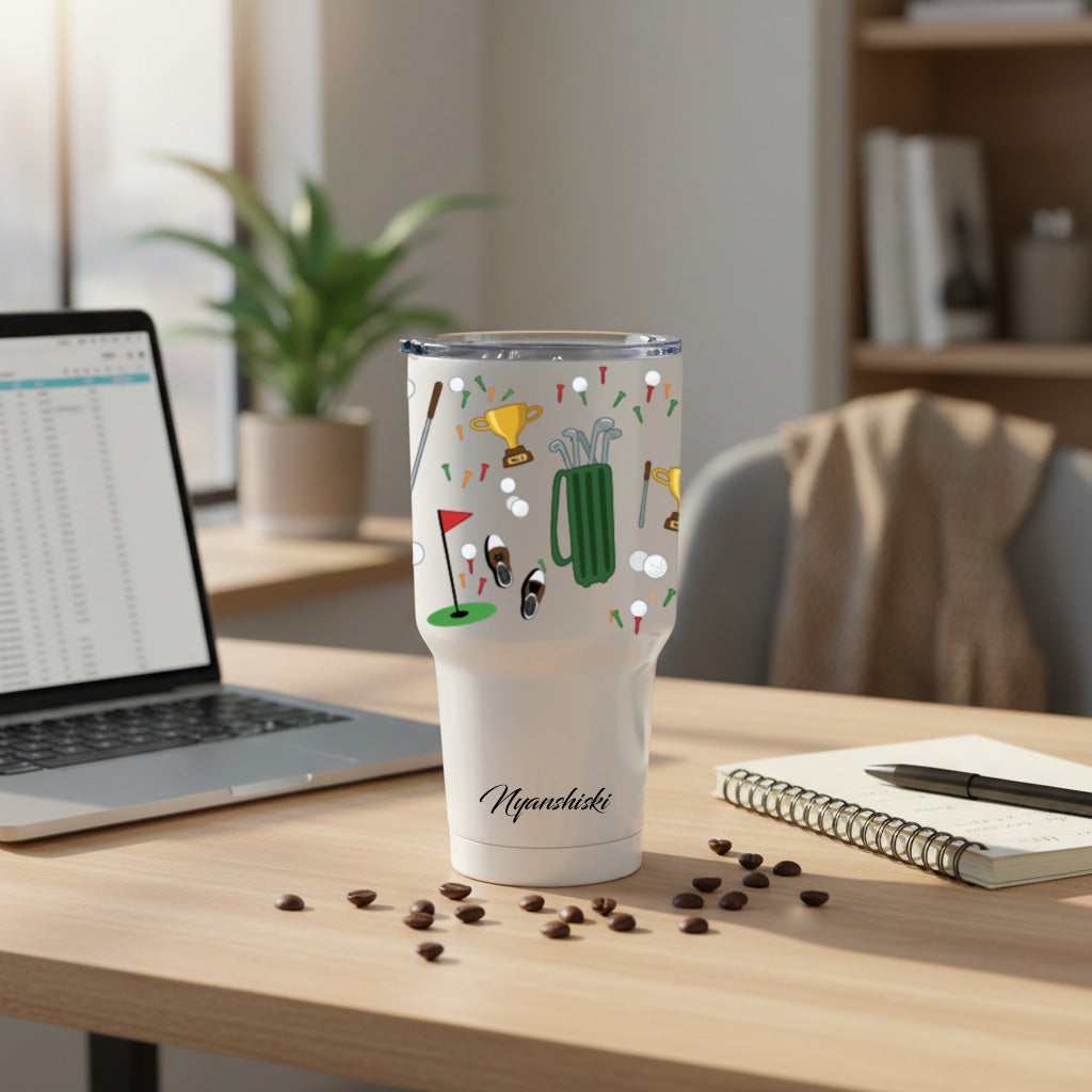 Personalised 30 oz Doodle Art Style Insulated Travel Tumbler – Add Your Name