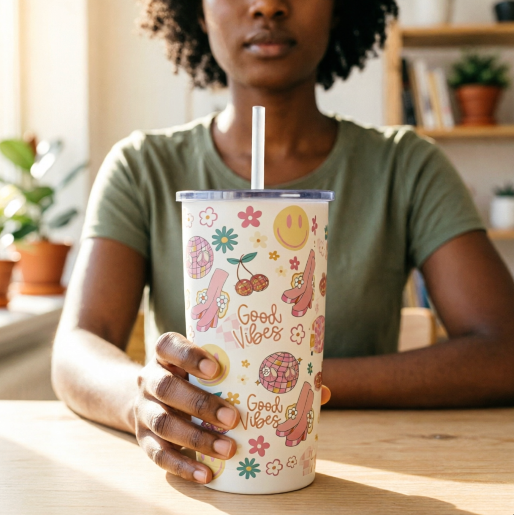 Good Vibe Artwork Vacuum Cup - 20 oz Stainless Steel Travel Tumbler