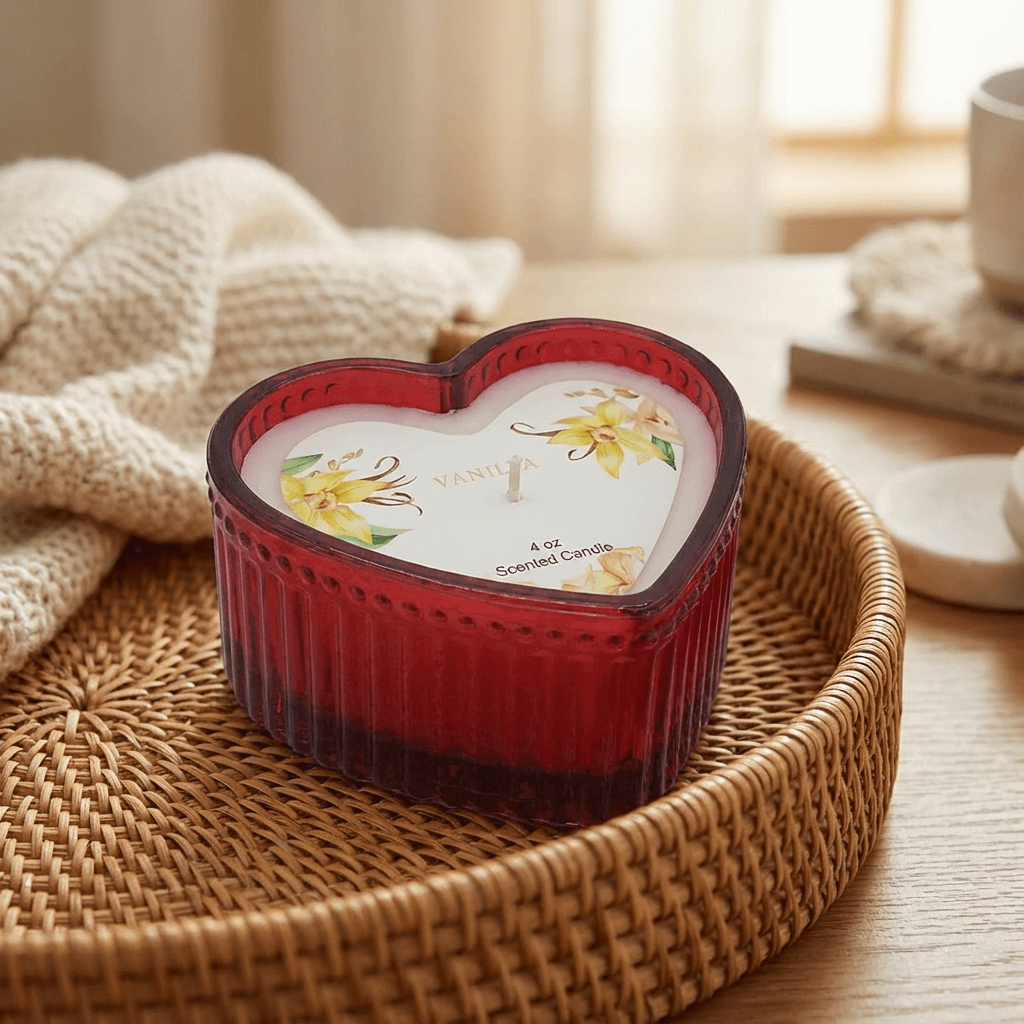 Vanilla Heart Shaped Ceramic Candle - 4 Oz