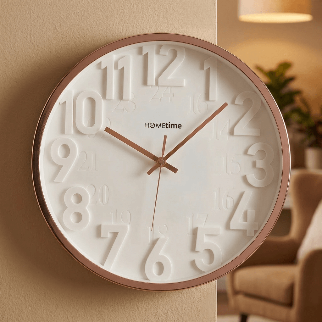 Hometime Round 3D Numbers Wall Clock - Rose