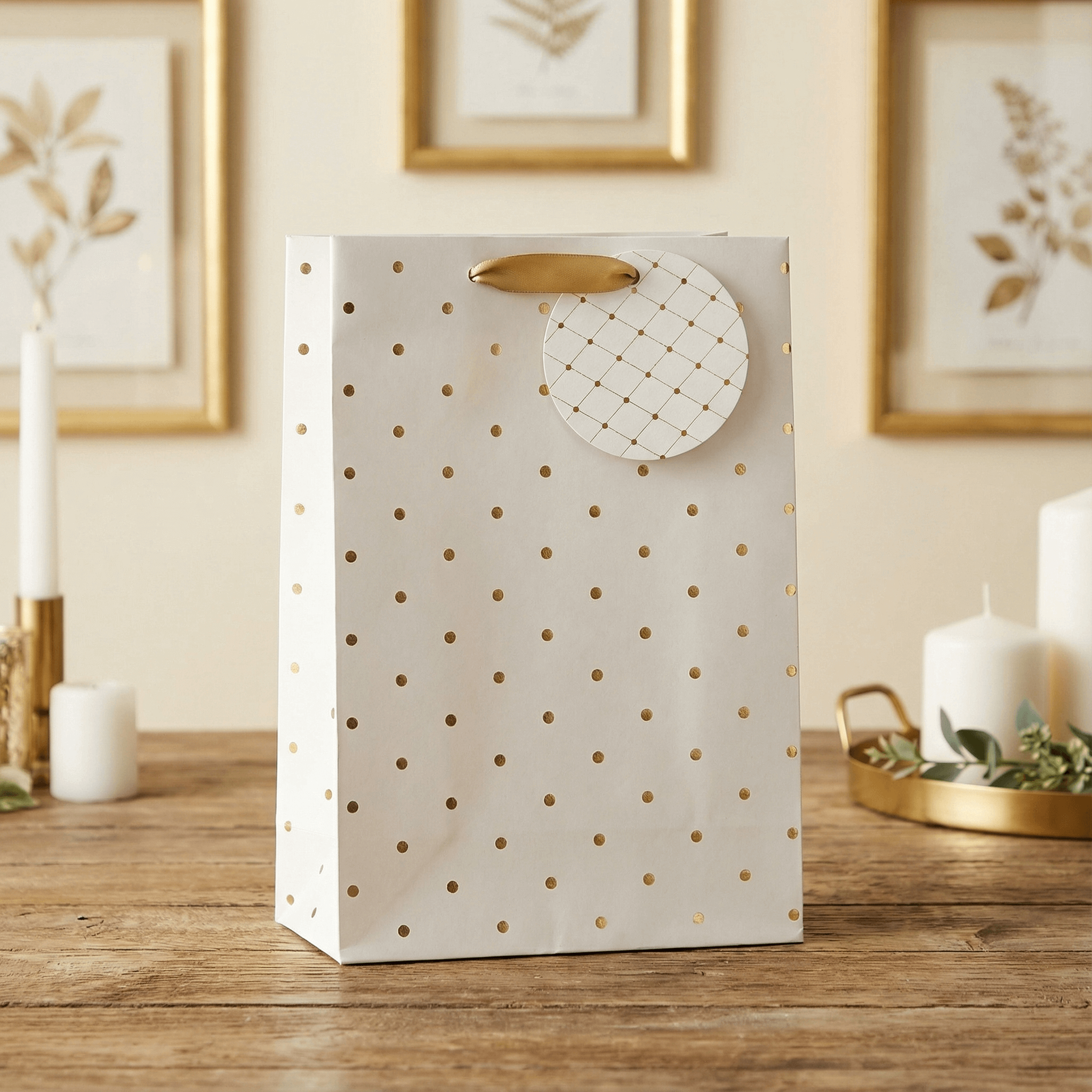 White Criss-Cross Medium Gift Bag