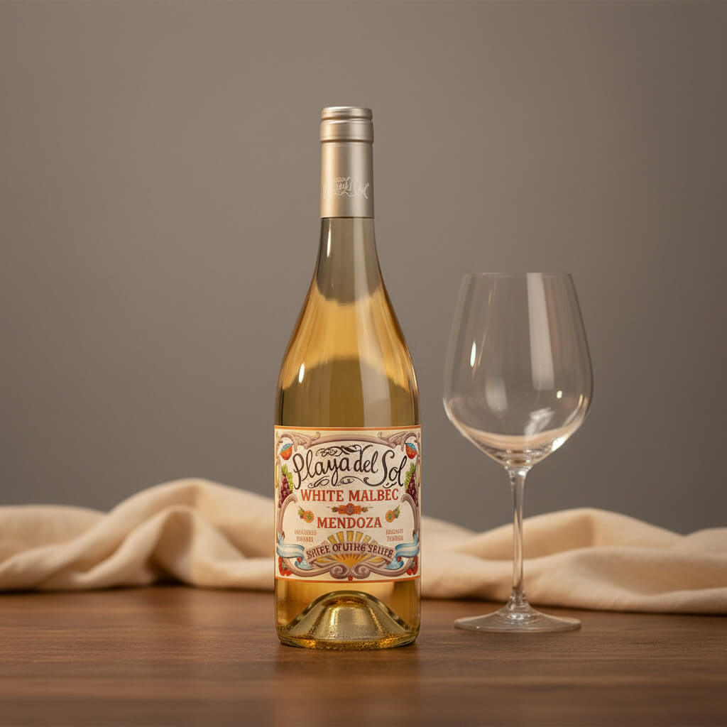 Playa del Sol White Malbec wine bottle