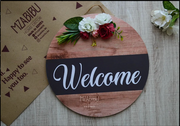 Wooden Round Welcome Wall Plaque