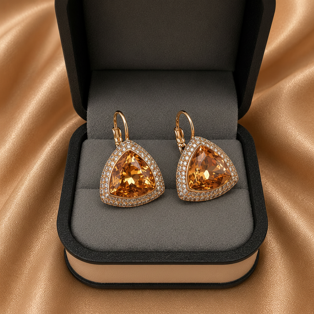 Geometric Triangle Swarovski Earrings – Premium