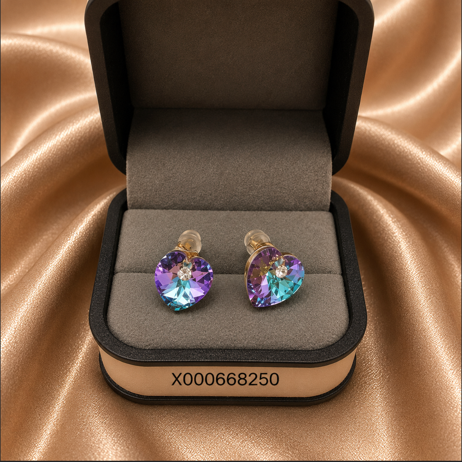 Heart Swarovski Stud Earrings – 18k Gold Plated