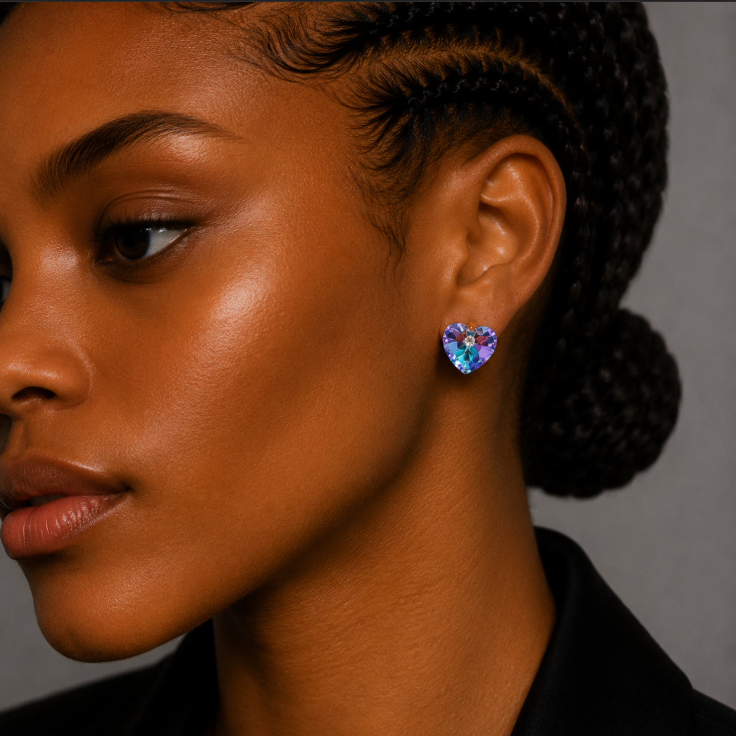 Heart Swarovski Stud Earrings – 18k Gold Plated