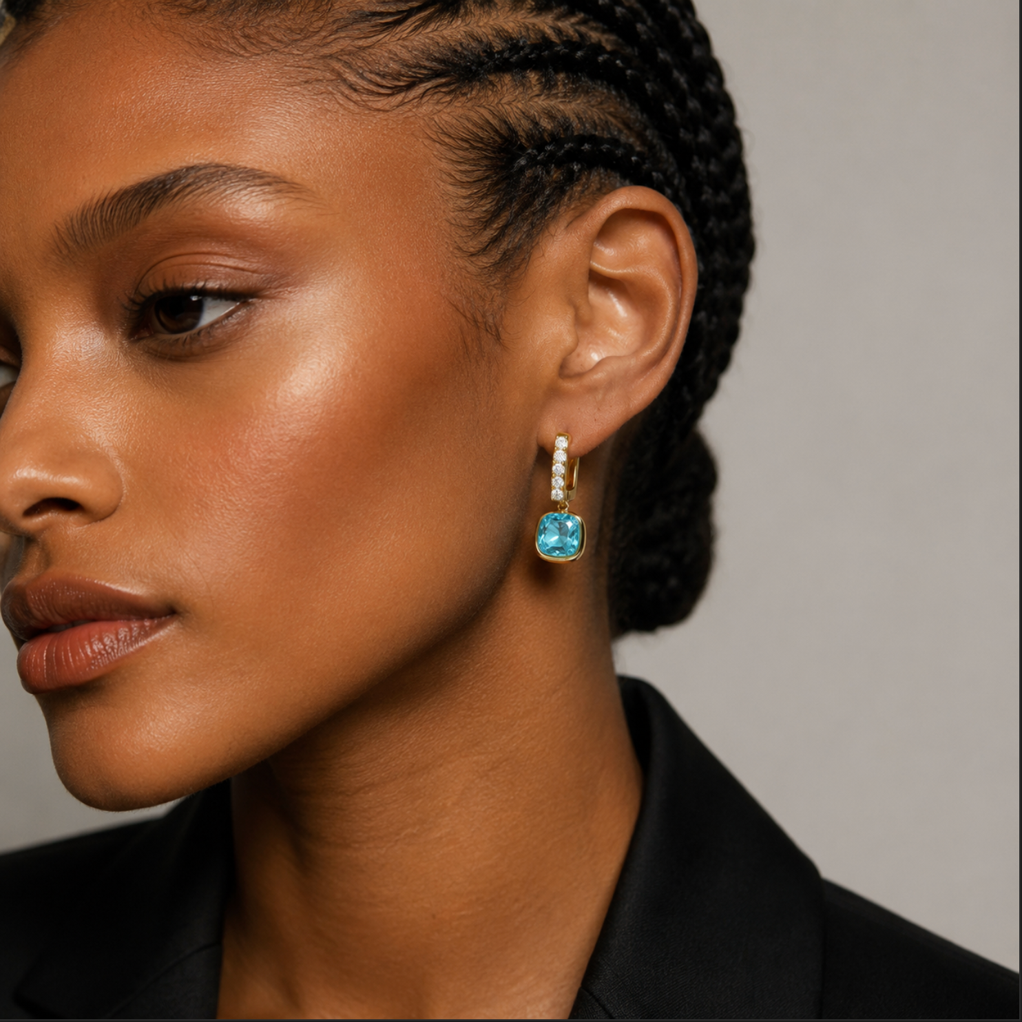 Swarovski Hoop Drop Earrings – 14k Gold Plated