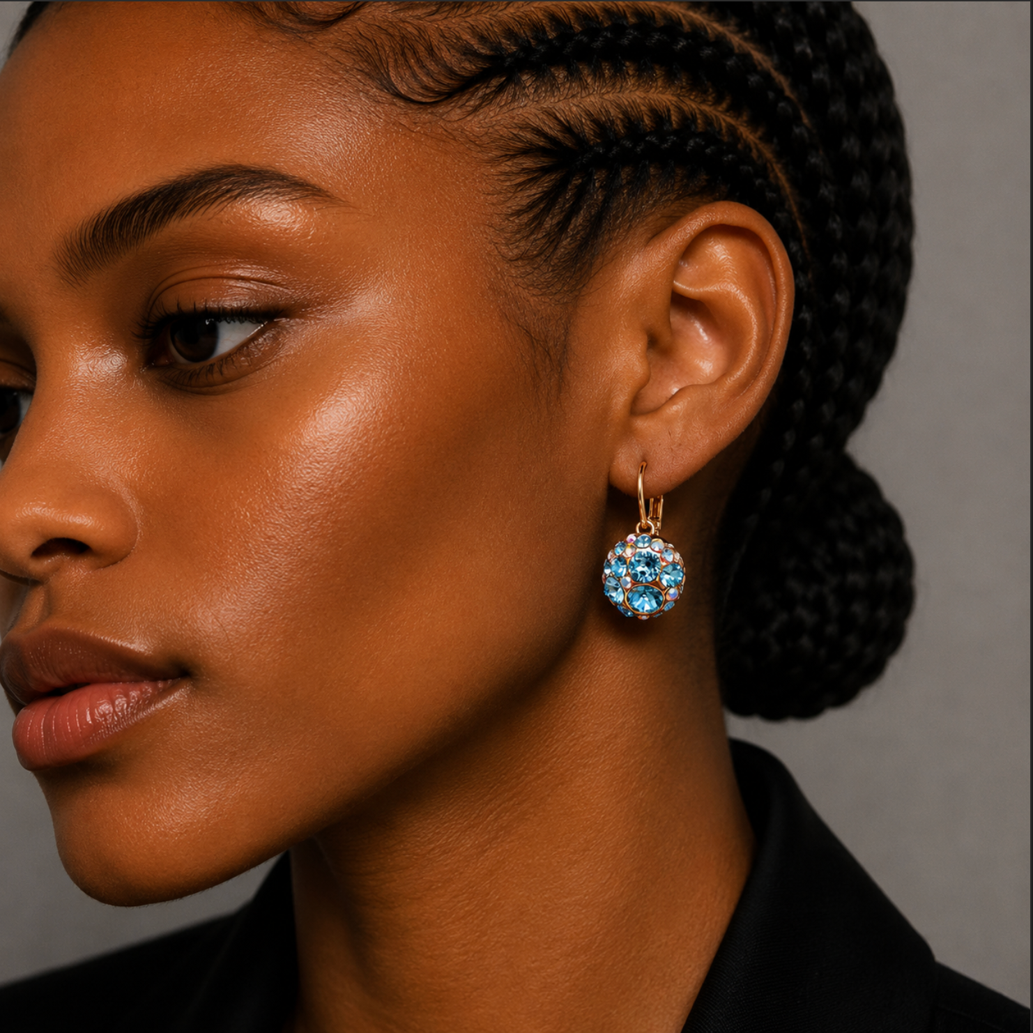 Crystal Cluster Drop Earrings – 18k Gold Plated