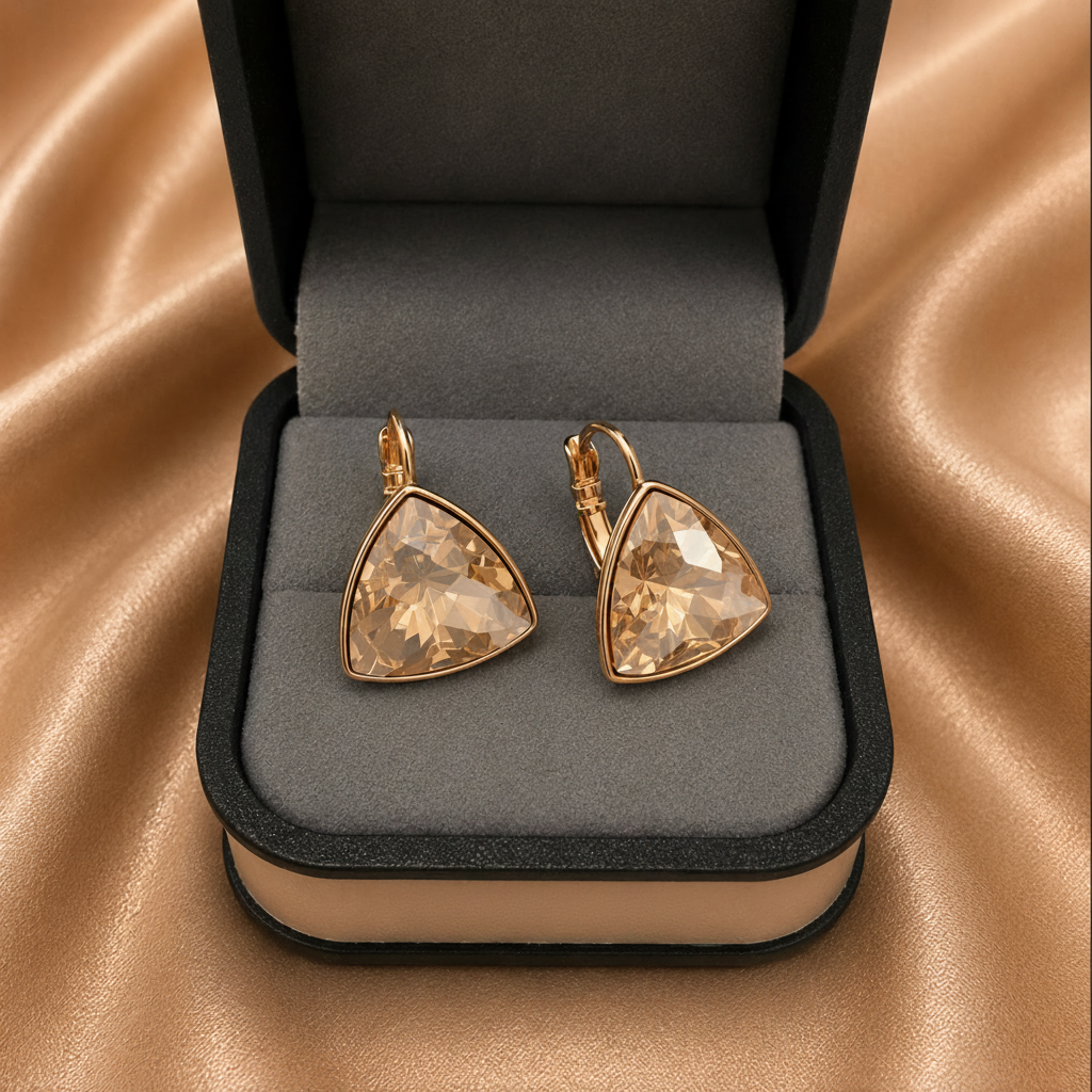 Geometric Triangle Swarovski Earrings – Classic