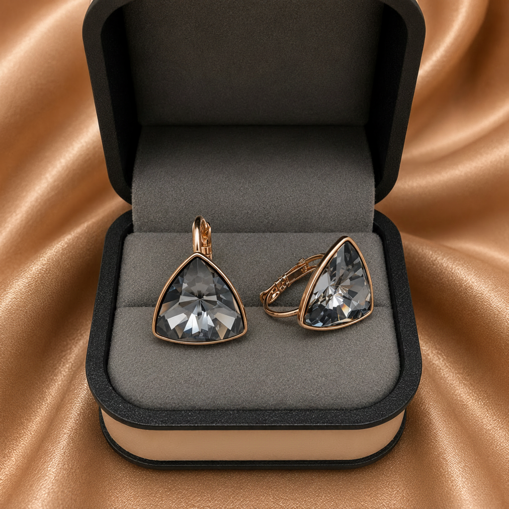 Geometric Triangle Swarovski Earrings – Classic