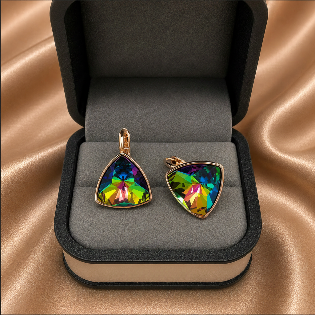 Geometric Triangle Swarovski Earrings – Classic