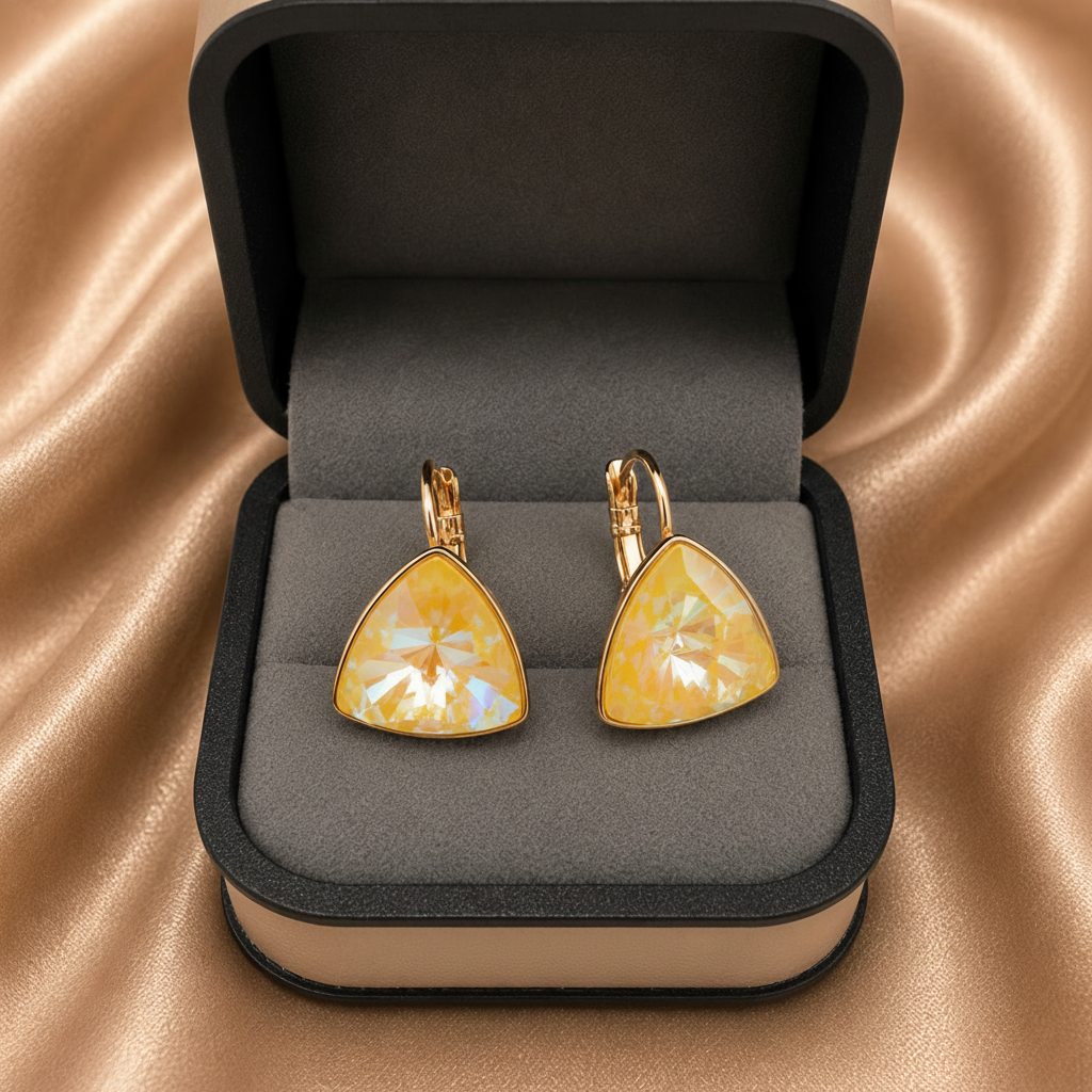Geometric Triangle Swarovski Earrings – Classic