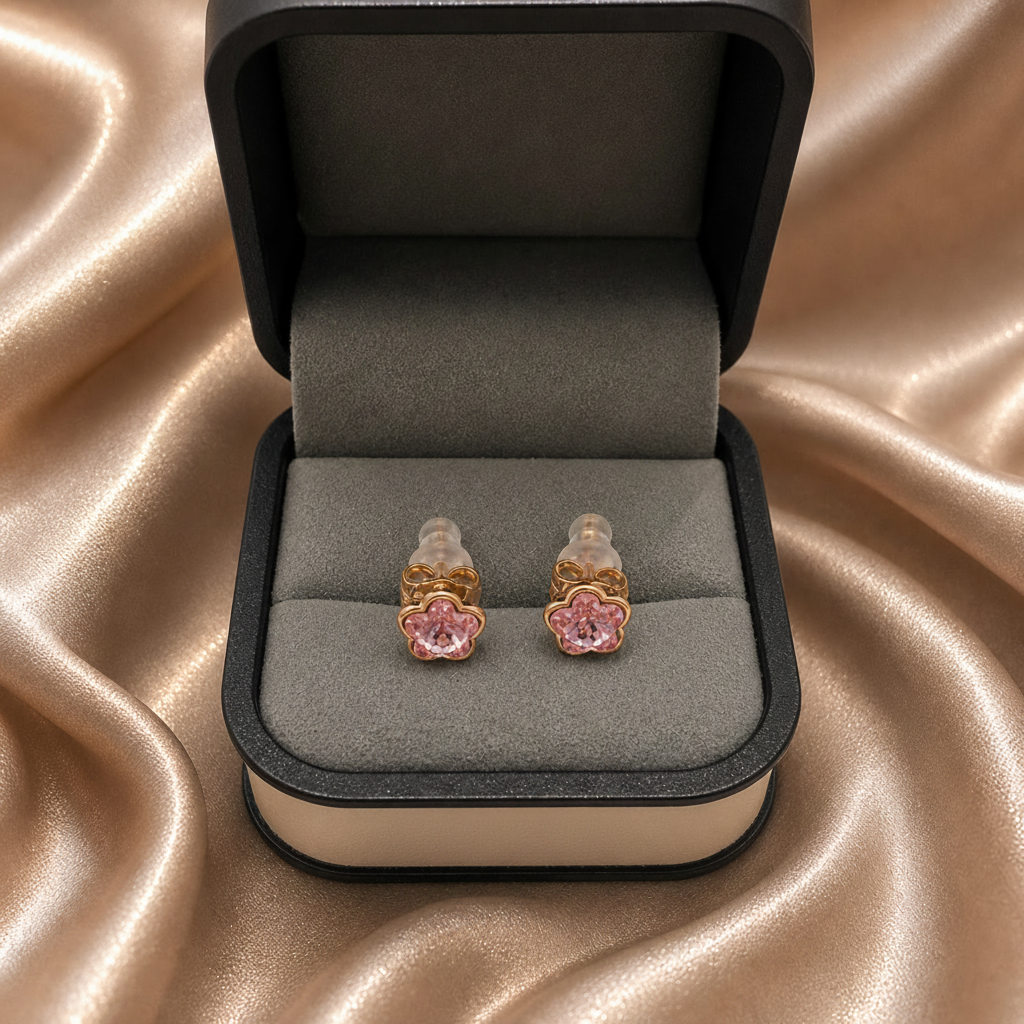 Bow Swarovski Stud Earrings – Gold Plated