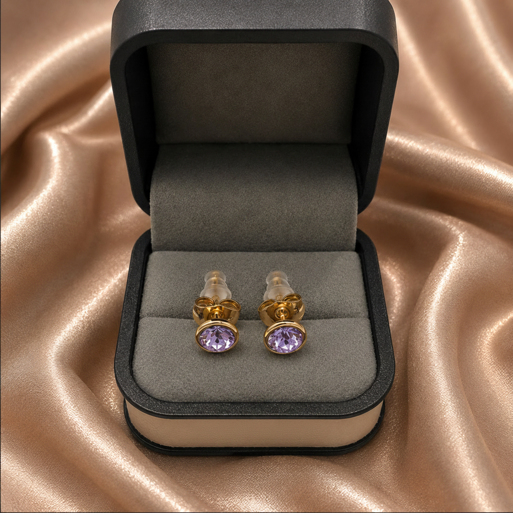 Bow Swarovski Stud Earrings – Gold Plated
