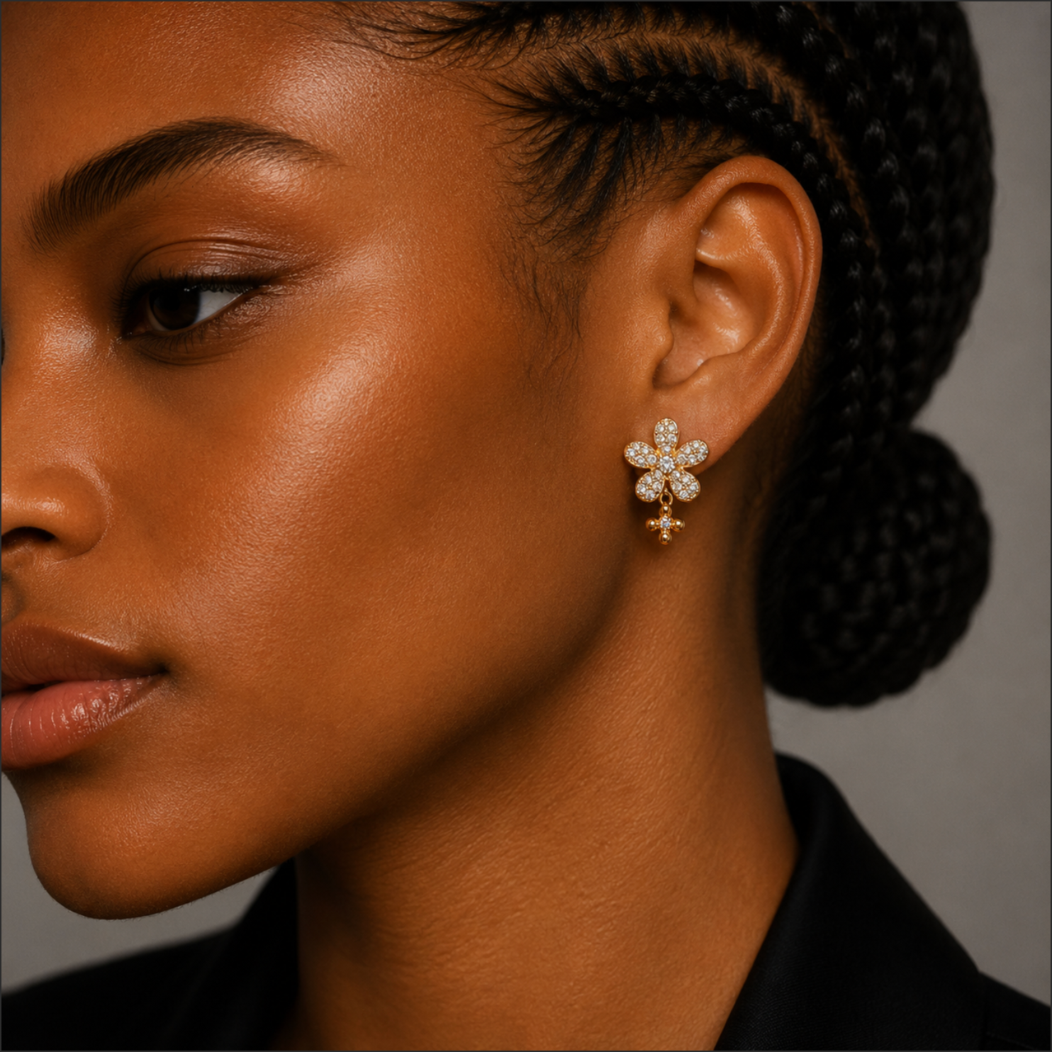 Floral Crystal Trio Earring Set – Gold Plated