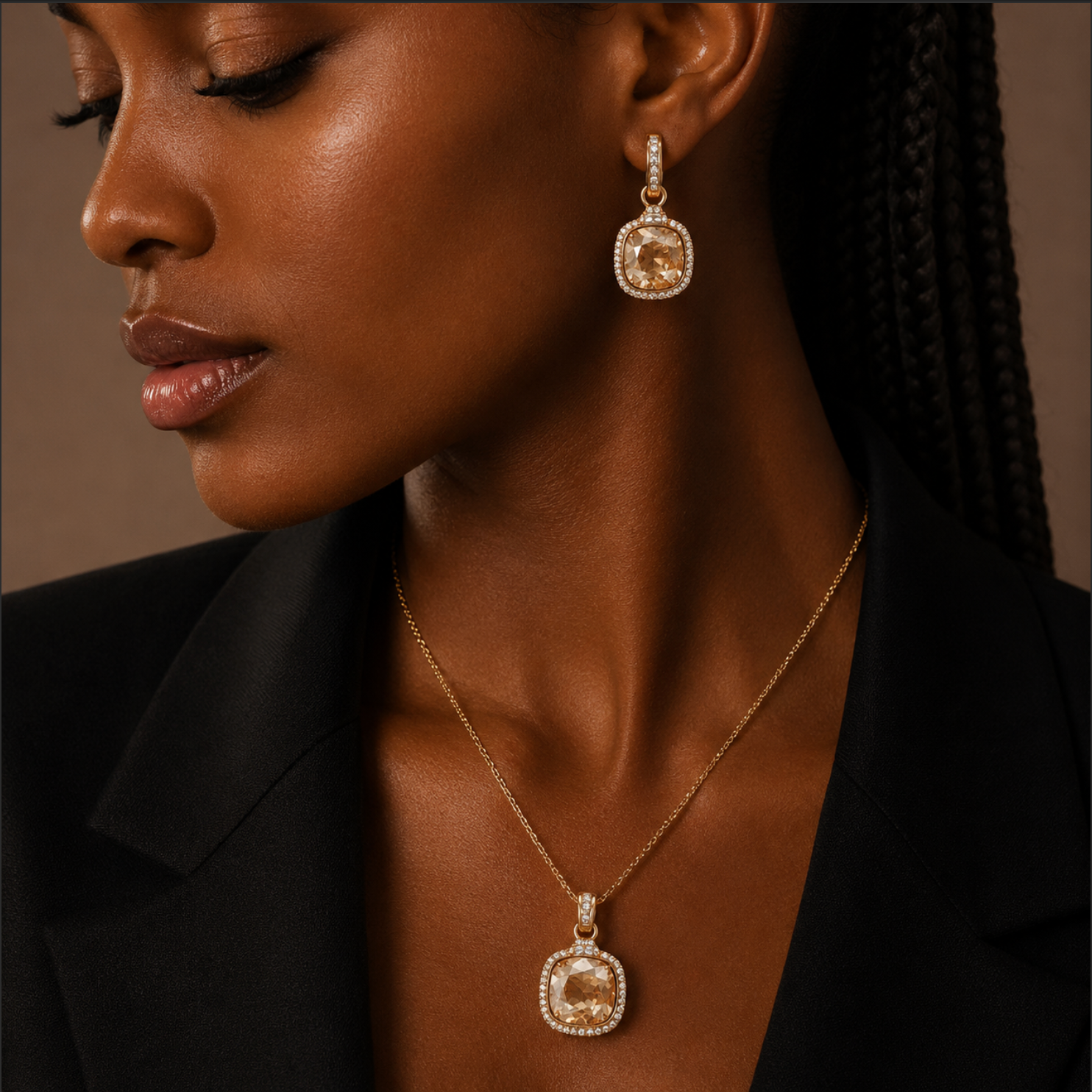 The Halo Jewellery Set – 18k Gold Plated – Swarovski