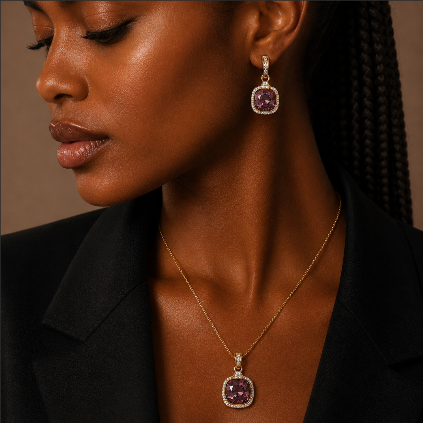 The Halo Jewellery Set – 18k Gold Plated – Swarovski