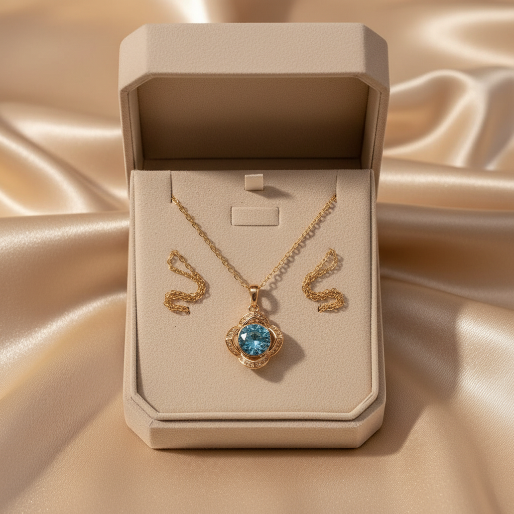 The Rosa Jewellery Set – 18k Gold Plated – Rose Pendant
