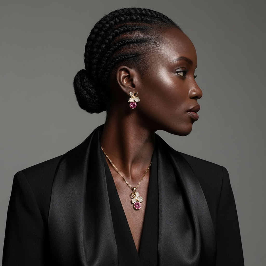 The Rosa Jewellery Set – 18k Gold Plated – Rose Pendant