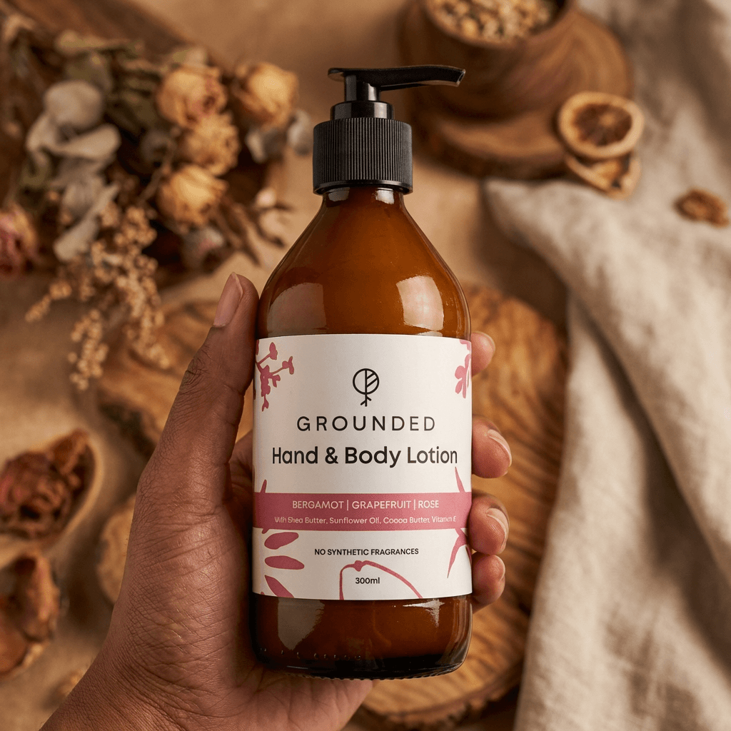 Grounded Hand & Body Lotion in Glass Bottle (300ml)