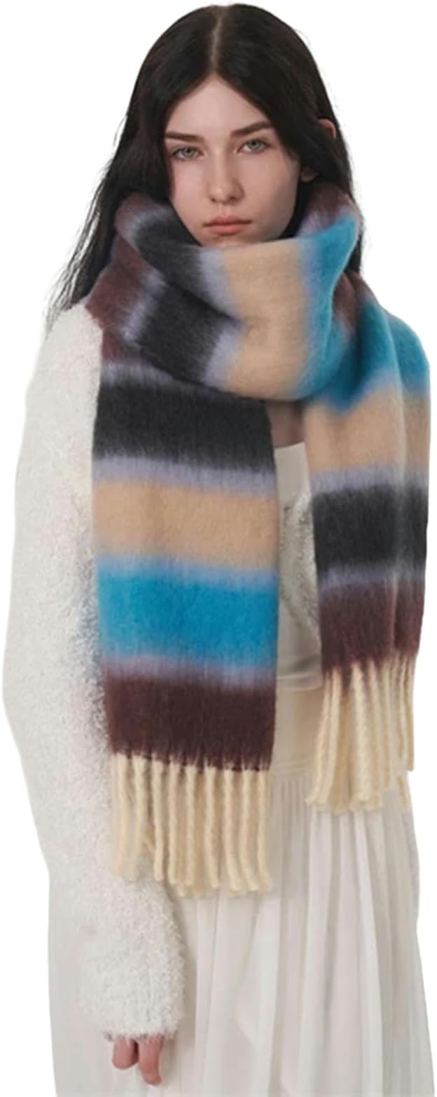 Cosy Striped Color Block Scarf