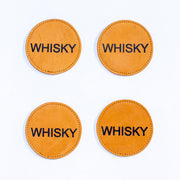 Set of 4 Genuine leather  Coasters- Whisky