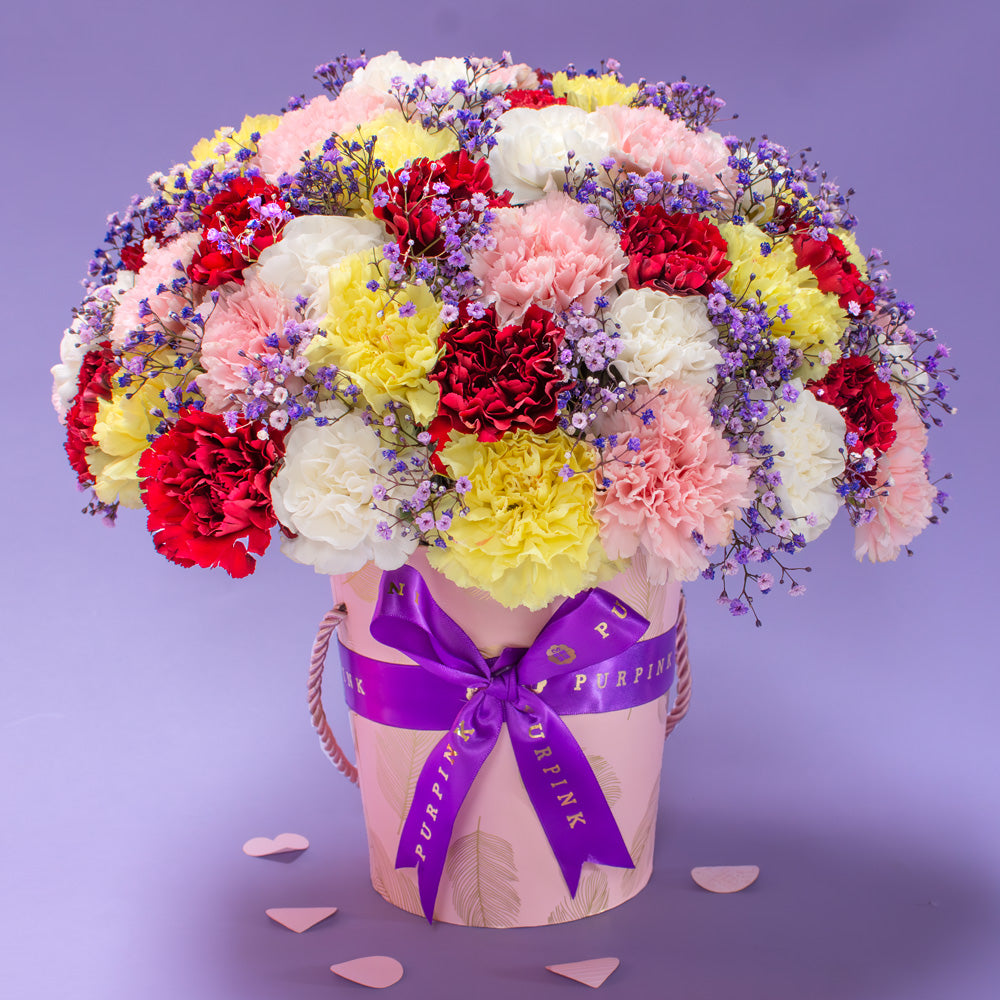 Mixed Carnations Flower Box