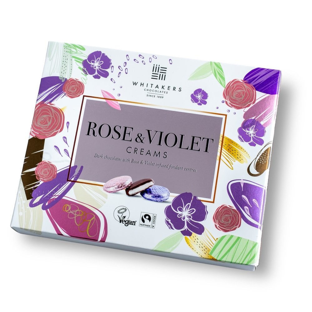 Whitakers Dark Chocolate Rose & Violet Fondant Creams - 200g