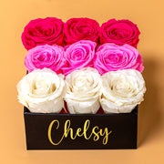 Pink, Red & White Forever Roses in a Box