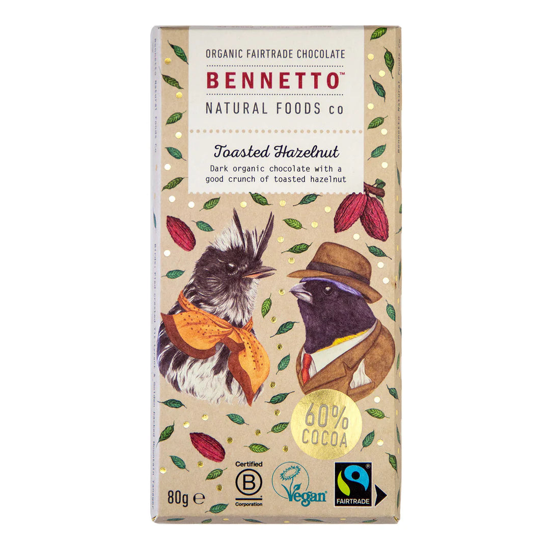 Bennetto Organic Dark Chocolate with Toasted Hazelnut